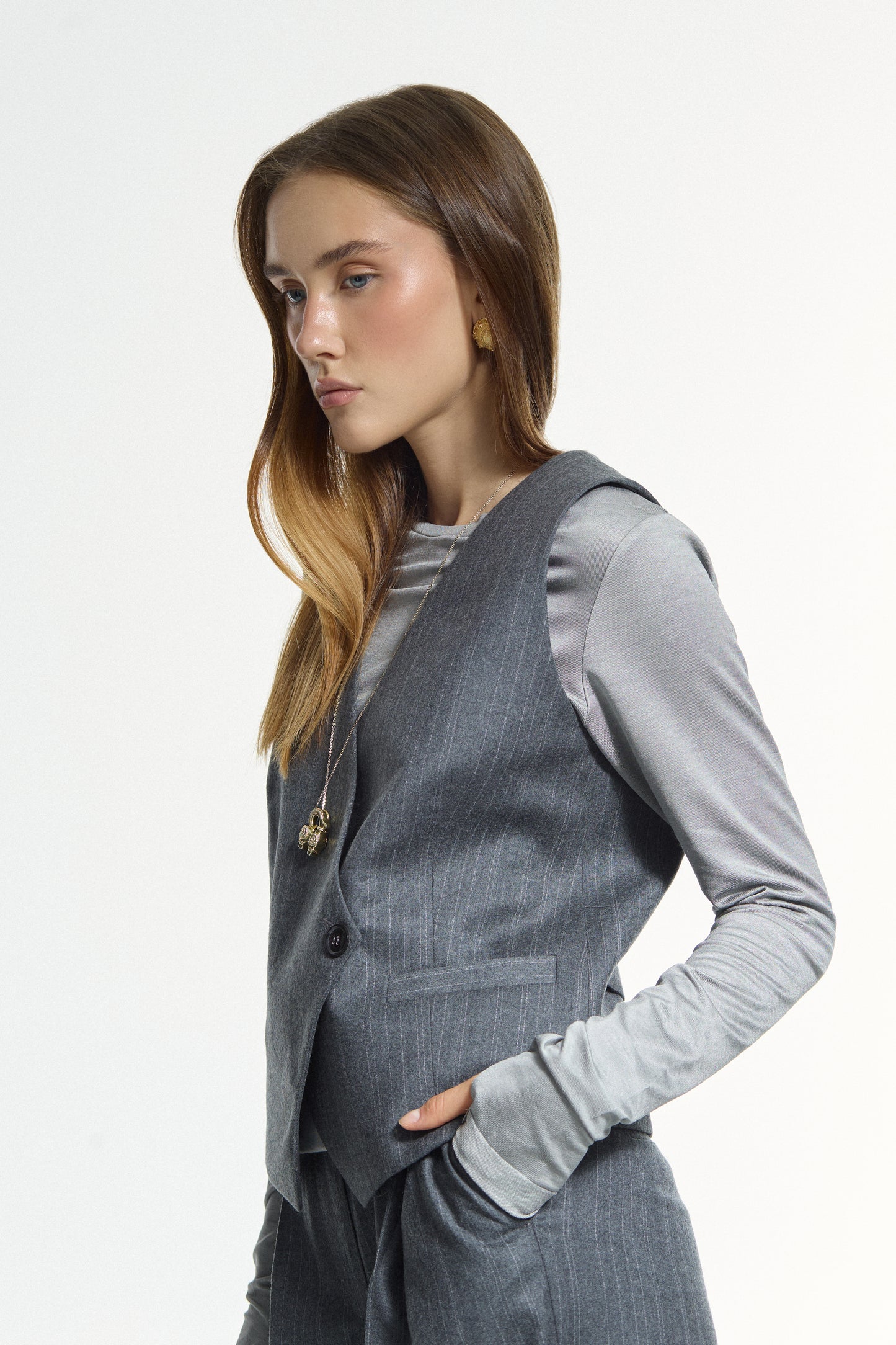 Grey Double Striped Vest