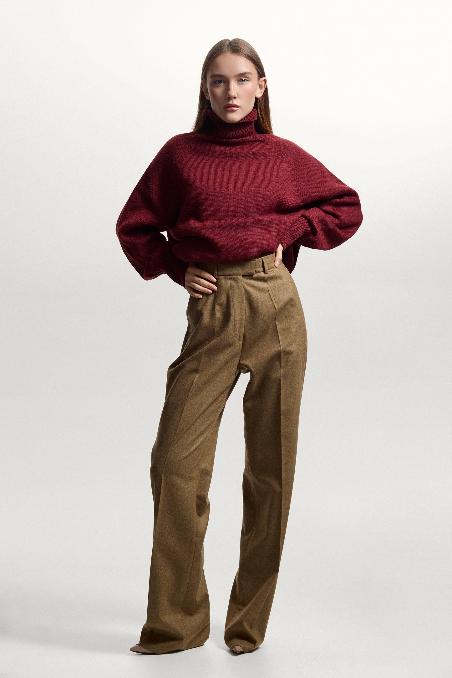 Dark Beige Wool Pants