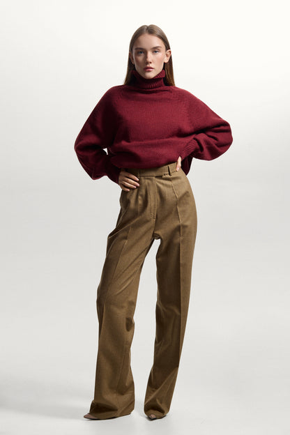 Dark Beige Wool Pants