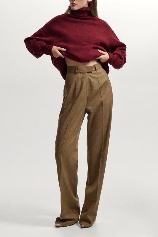 Dark Beige Wool Pants