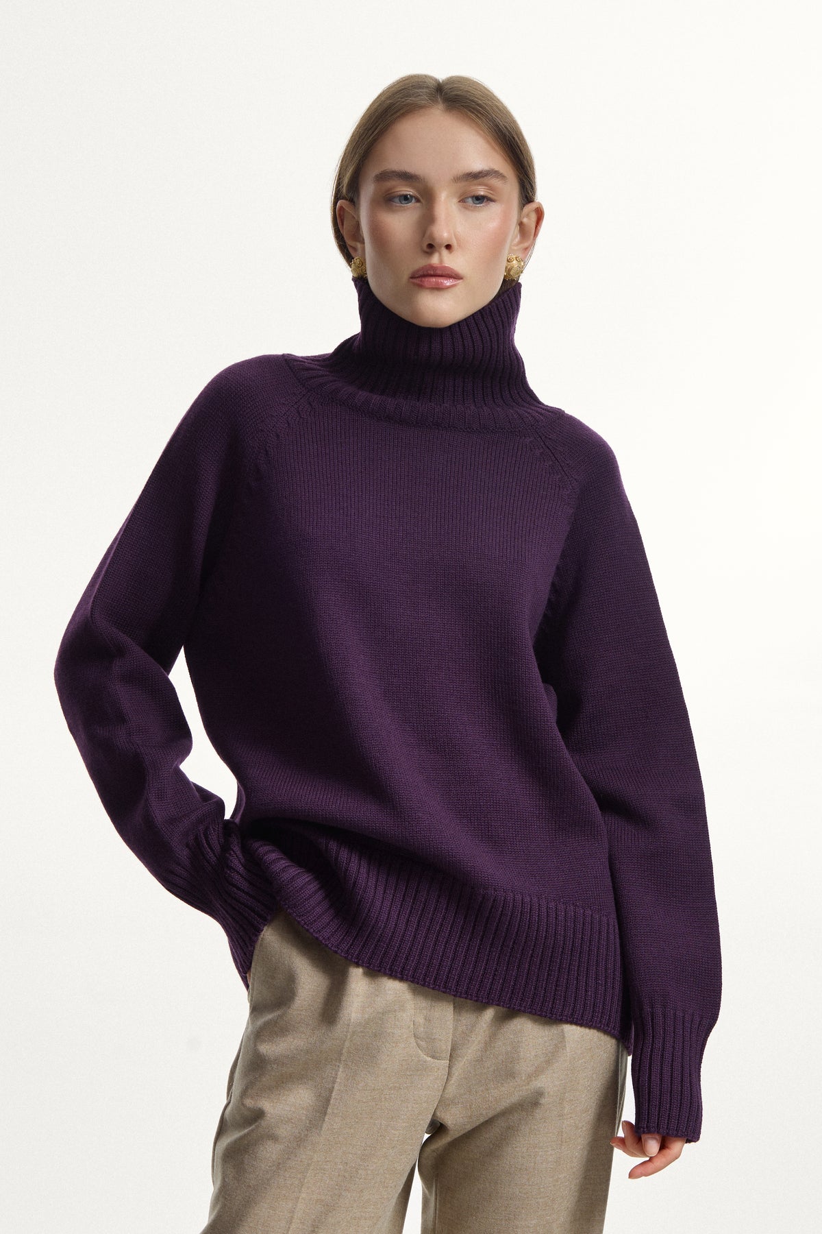 Plum High-Neck Sweater
