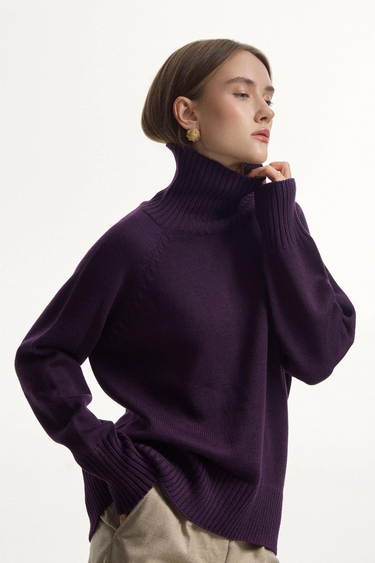 Plum High-Neck Sweater