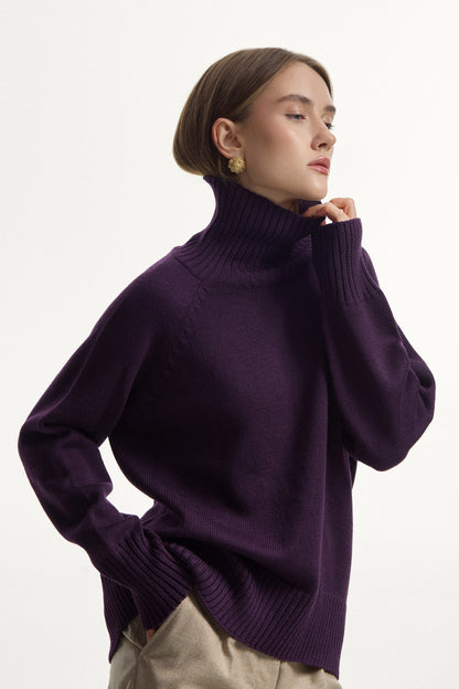 Plum High-Neck Sweater