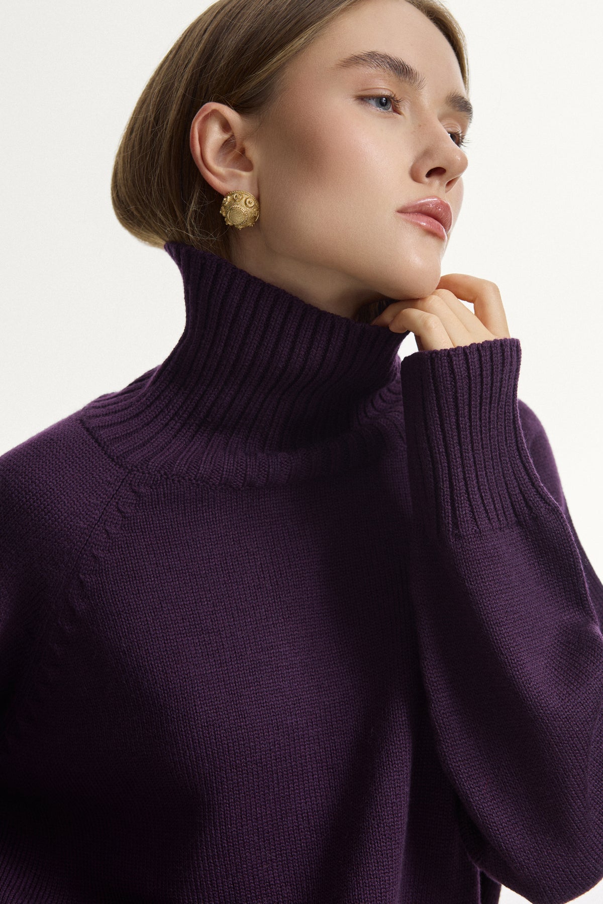Plum High-Neck Sweater