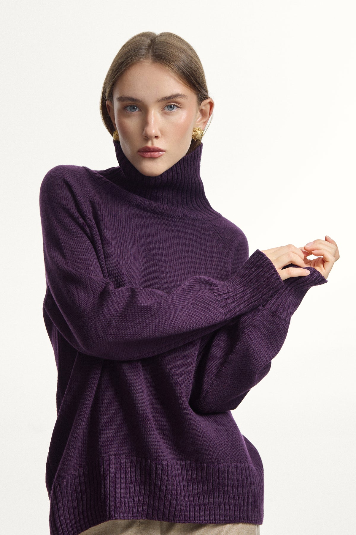 Plum High-Neck Sweater