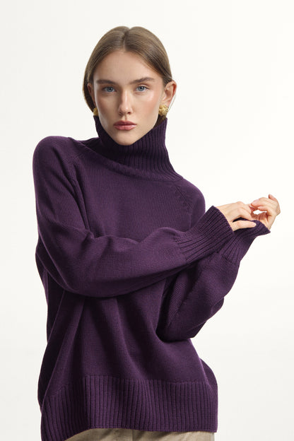Plum High-Neck Sweater