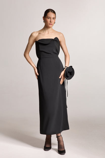 Міді-сукня Софія чорного кольору з накидкою