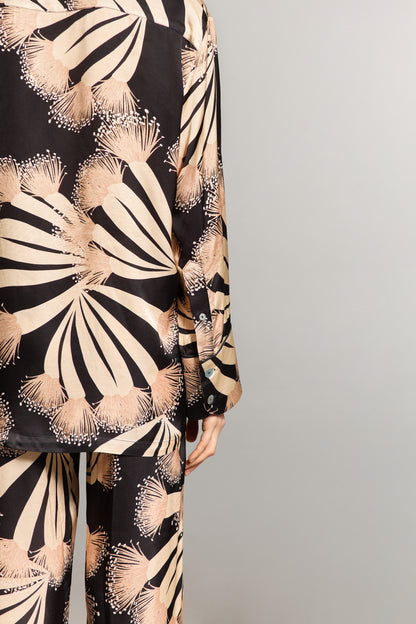 Black Silk Shirt with Print