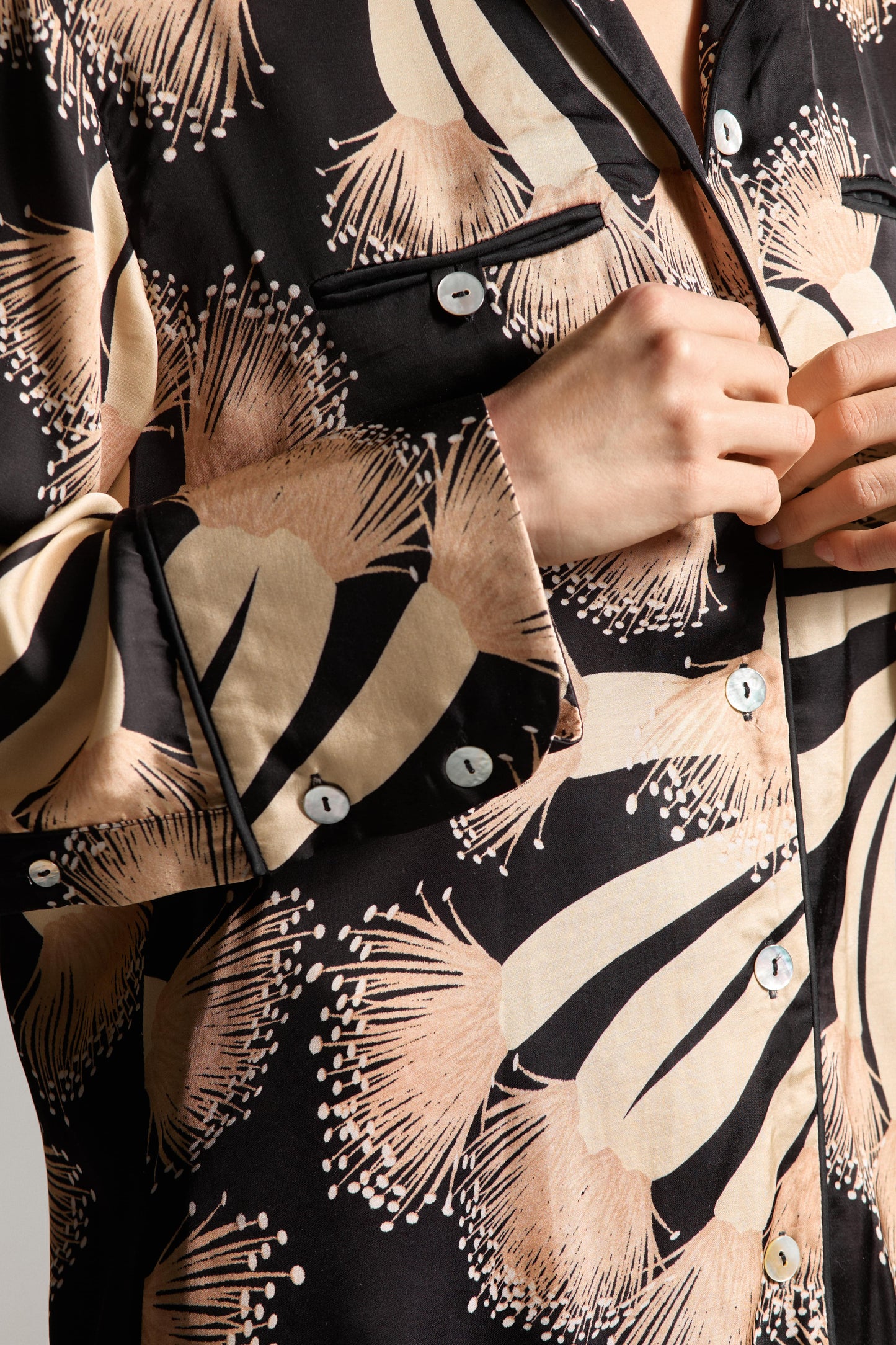Black Silk Shirt with Print