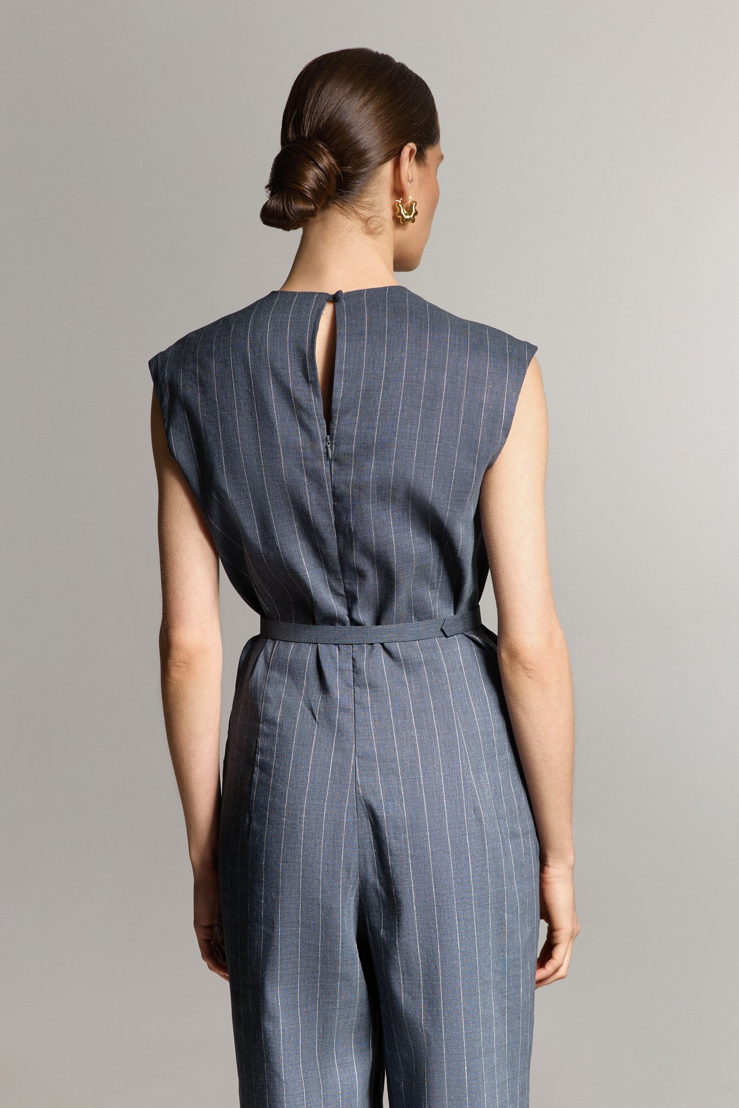 Лляний синій комбінезон