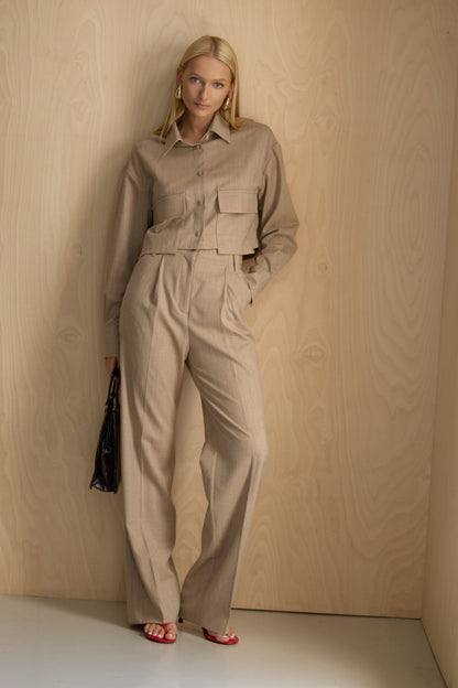 Taupe cropped shirt