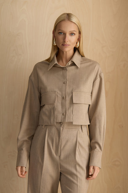 Taupe cropped shirt