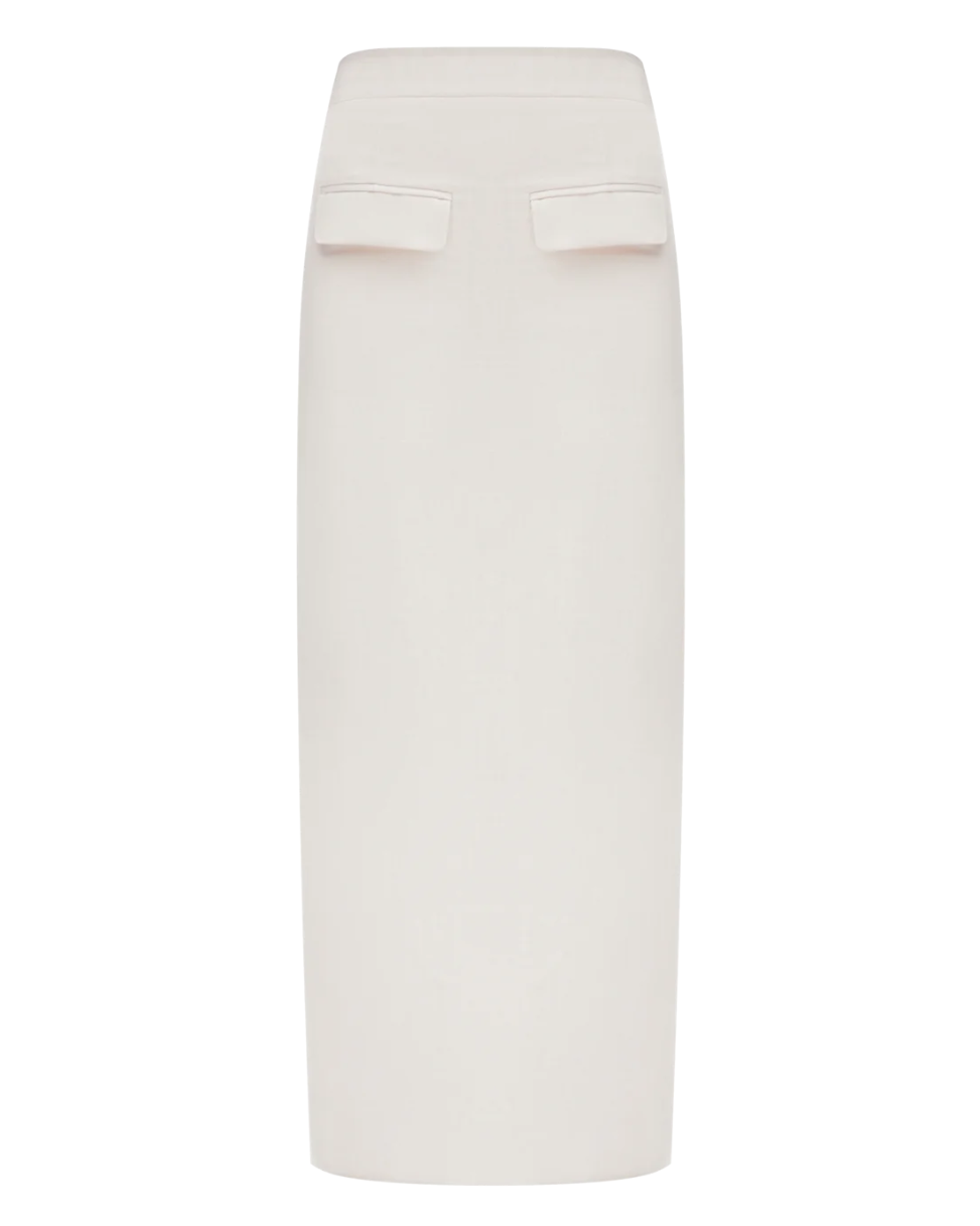 Linen White Midi Skirt