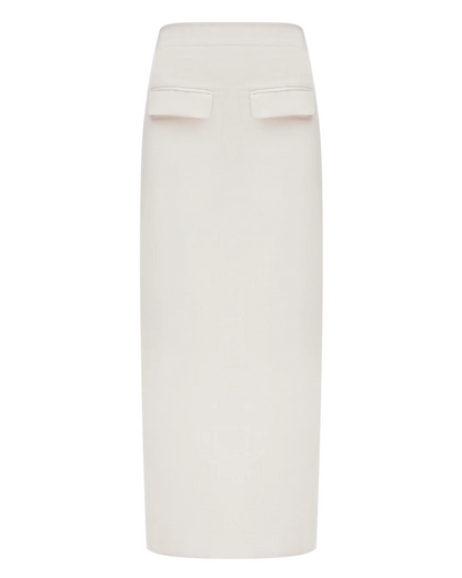 Linen White Midi Skirt