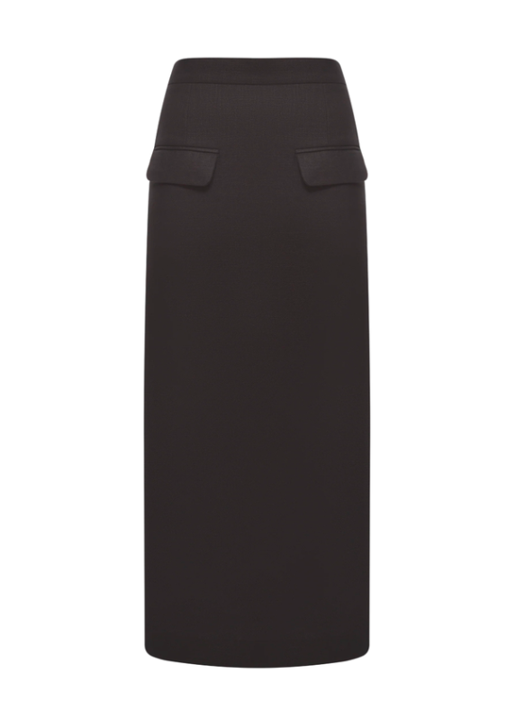 Linen Black Midi Skirt