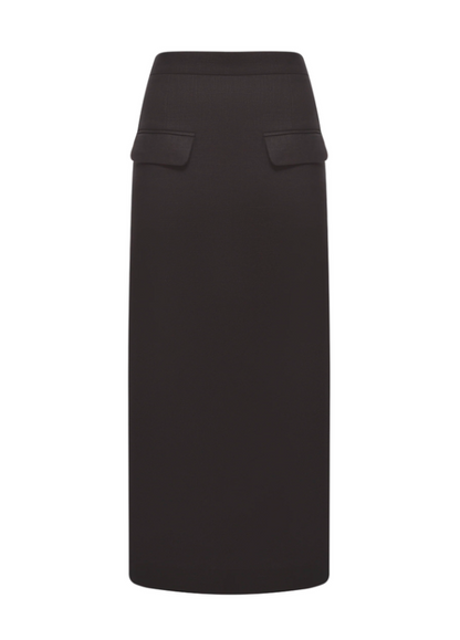 Linen Black Midi Skirt