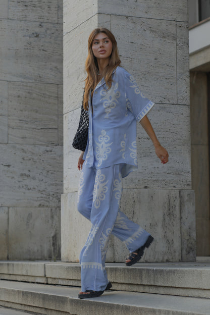 Blue Shirt with Print