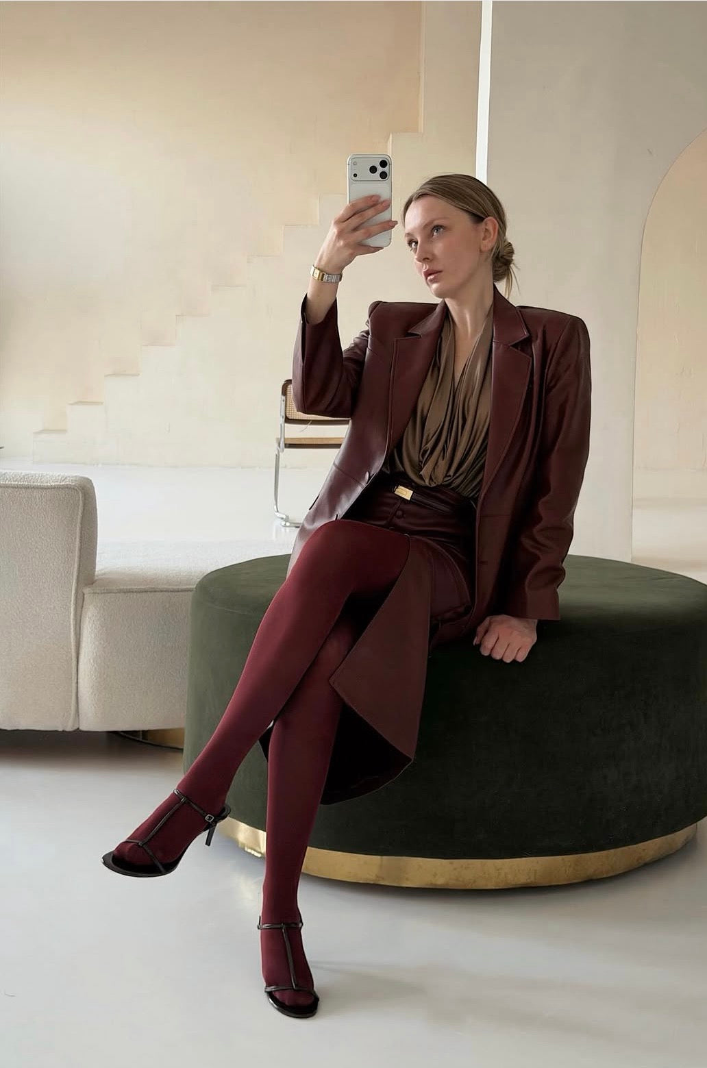 Maroon Eco-Leather Skirt