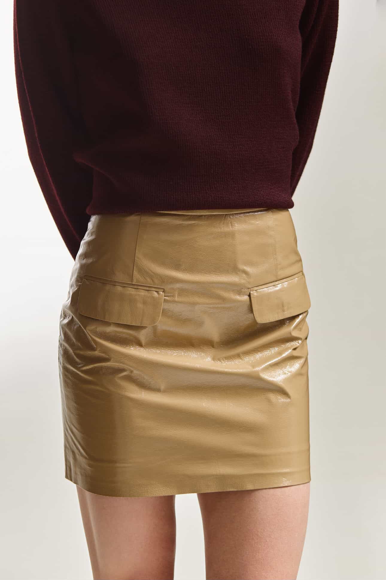 Спідниця з екошкіри карамельна