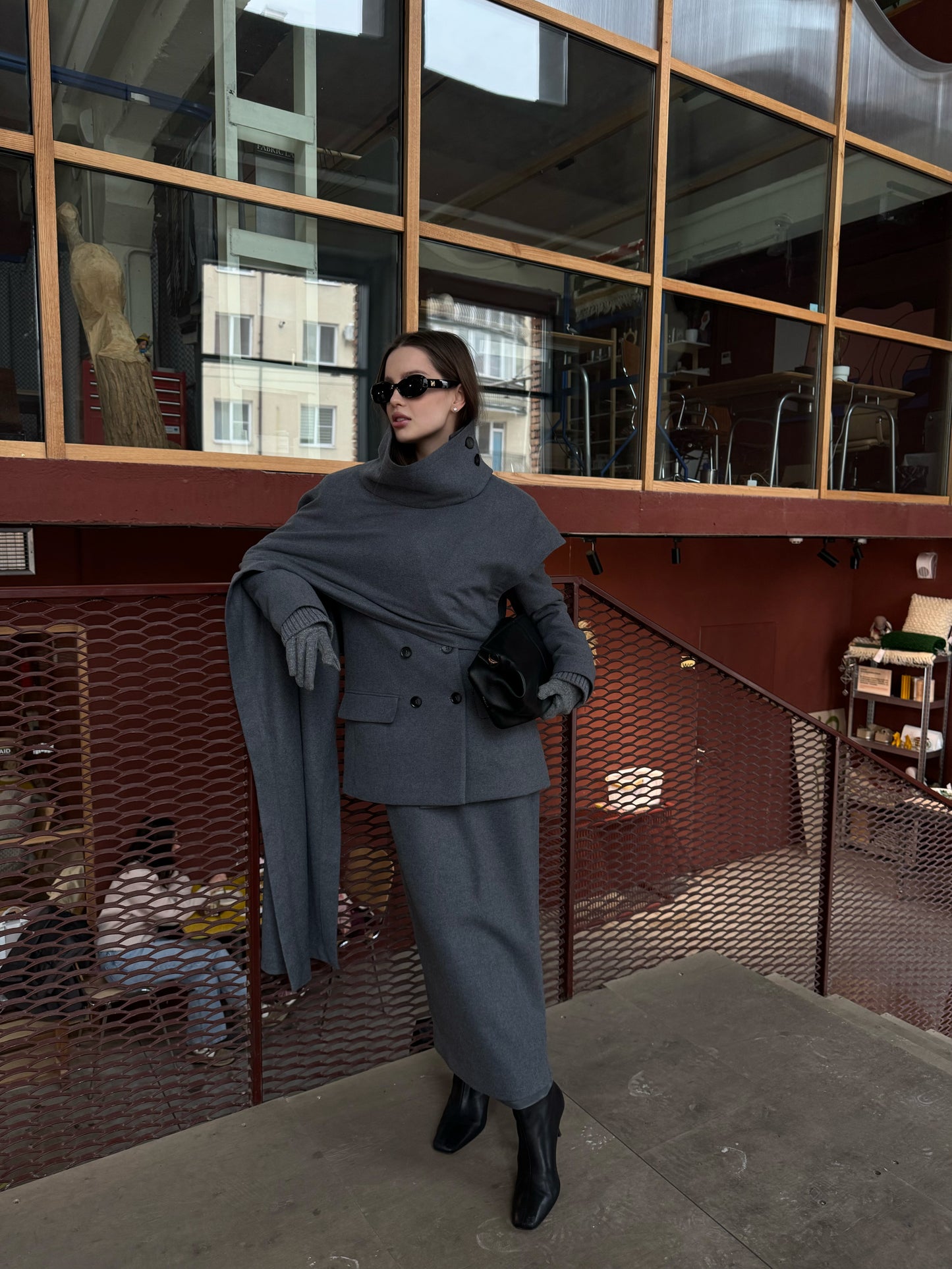 Wool scarf-cape