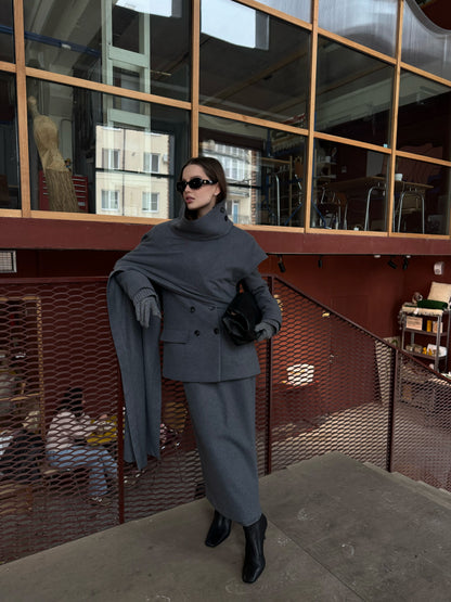 Wool scarf-cape
