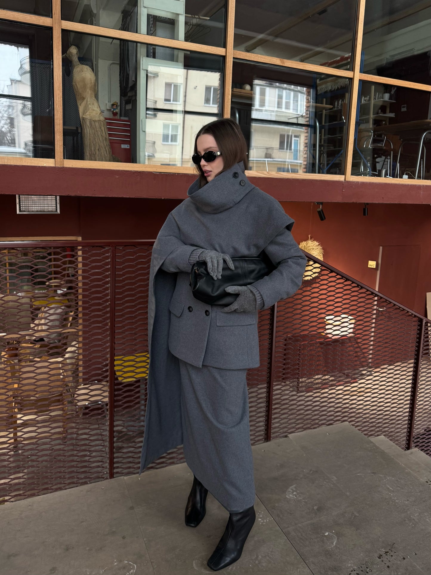 Wool scarf-cape