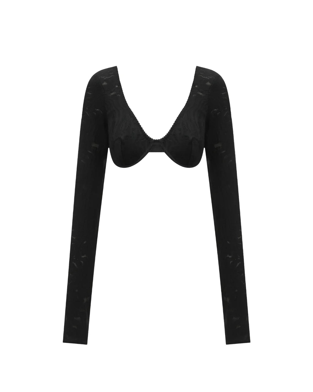 Cropped Long-sleeve Black Top