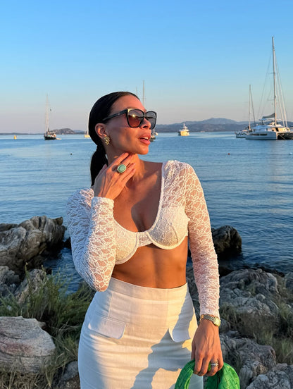 Cropped Long-sleeve White Top