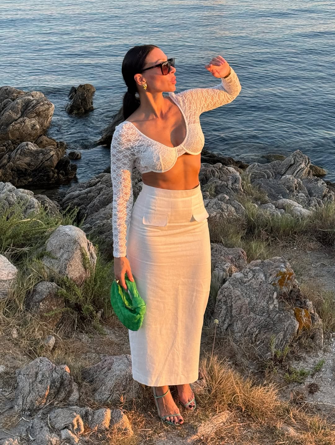 Cropped Long-sleeve White Top