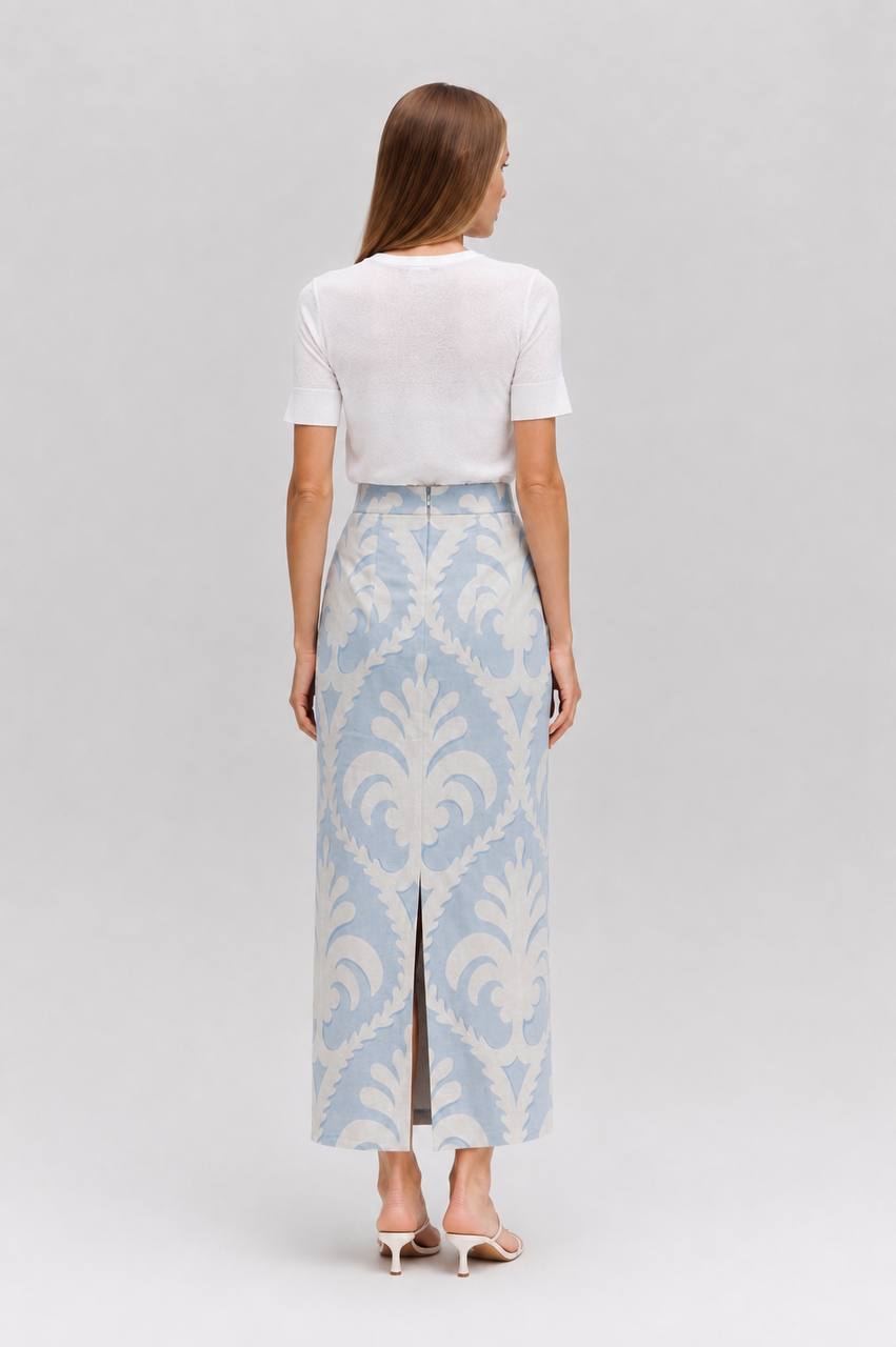 Linen Sequin Skirt in Lemon
