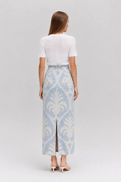 Linen Sequin Skirt in Lemon