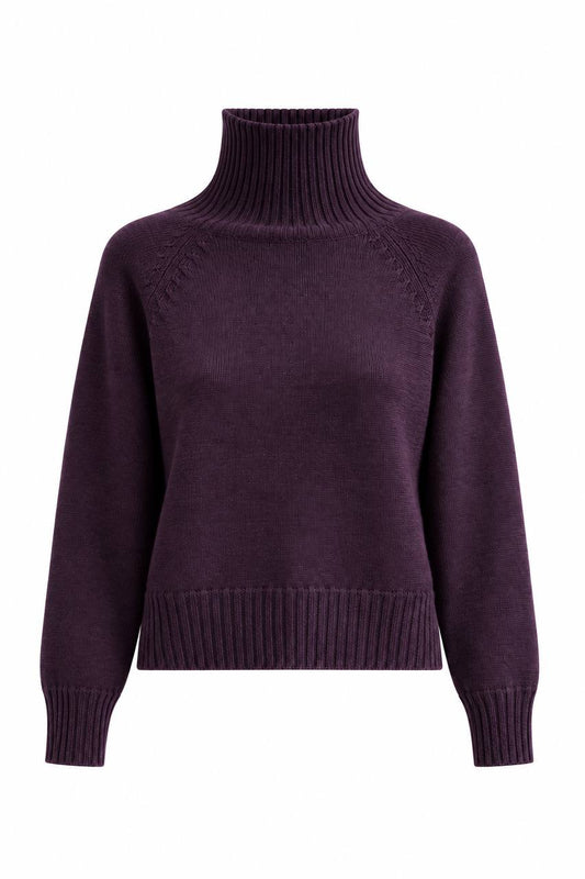 Plum High-Neck Sweater