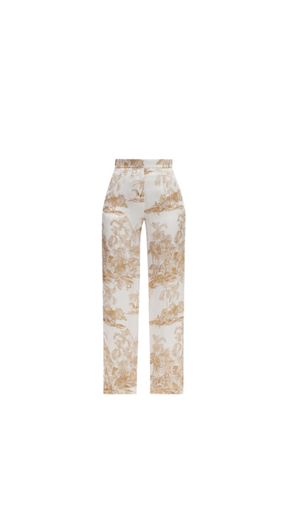 Beige Silk Pants