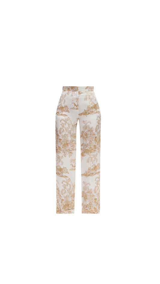 Beige Silk Pants
